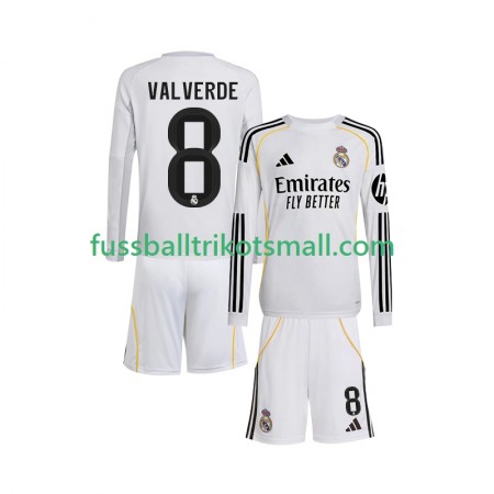 Fußballtrikots Real Madrid Valverde 8 Kinder 2025-2026 Langarm Heimtrikotsatz kaufen